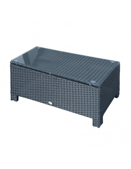 Outsunny Rattan Garden Coffee Table with Tempered Glass, Black - pic 7460 | FastDaddyshop