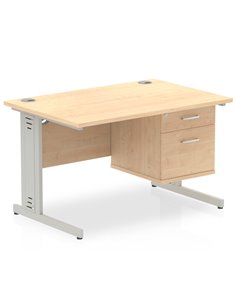 Dynamic Impulse 1200 x 800mm Straight Office Desk Maple Top Cable Managed 1 x 2 Drawer Fixed Pedestal MI002511 2
