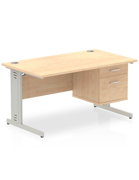 Dynamic Impulse 1400 x 800mm Straight Office Desk Maple Top Cable Managed 1 x 2 Drawer Fixed Pedestal MI002512 - pic 74602 | FastDaddyshop