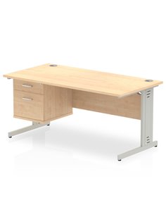 Dynamic Impulse 1600 x 800mm Straight Office Desk Maple Top Cable Managed 1 x 2 Drawer Fixed Pedestal MI002513