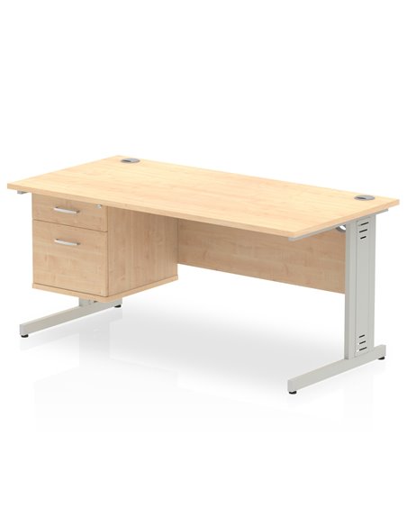 Dynamic Impulse 1600 x 800mm Straight Office Desk Maple Top Cable Managed 1 x 2 Drawer Fixed Pedestal MI002513 - pic 74603 | FastDaddyshop