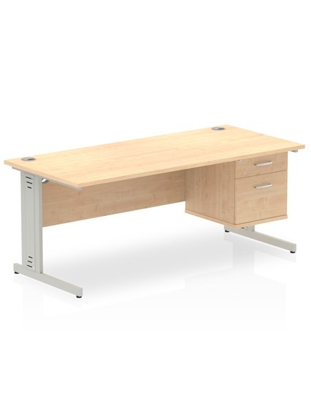 Dynamic Impulse 1800 x 800mm Straight Office Desk Maple Top Cable Managed 1 x 2 Drawer Fixed Pedestal MI002514 - pic 74606 | FastDaddyshop
