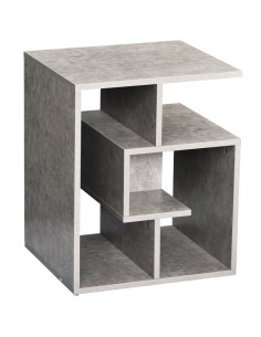 Homcom 3 Tier End Coffee Table with Open Storage Shelves, Cement Colour