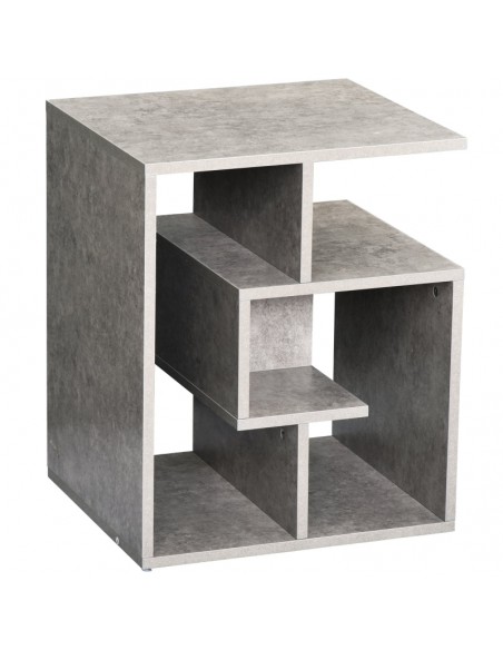 Homcom 3 Tier End Coffee Table with Open Storage Shelves, Cement Colour - pic 7461 | FastDaddyshop