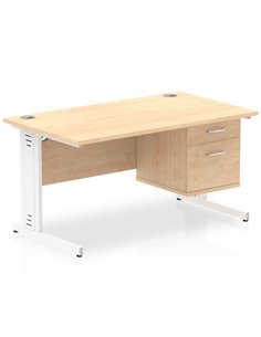 Dynamic Impulse 1400 x 800mm Straight Office Desk Maple Top Cable Managed 1 x 2 Drawer Fixed Pedestal MI002516 2