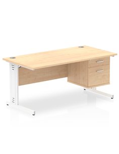 Dynamic Impulse 1600 x 800mm Straight Office Desk Maple Top Cable Managed 1 x 2 Drawer Fixed Pedestal MI002517 2