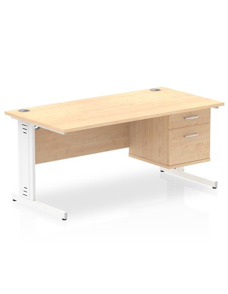 Dynamic Impulse 1600 x 800mm Straight Office Desk Maple Top Cable Managed 1 x 2 Drawer Fixed Pedestal MI002517 - pic 74612 | FastDaddyshop