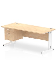 Dynamic Impulse 1800 x 800mm Straight Office Desk Maple Top Cable Managed 1 x 2 Drawer Fixed Pedestal MI002518