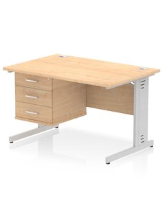 Dynamic Impulse 1200 x 800mm Straight Office Desk Maple Top Cable Managed 1 x 3 Drawer Fixed Pedestal MI002519