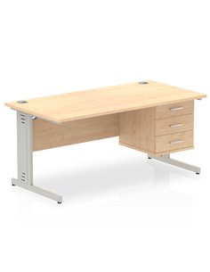 Dynamic Impulse 1600 x 800mm Straight Office Desk Maple Top Cable Managed 1 x 3 Drawer Fixed Pedestal MI002521 2