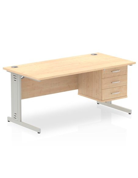 Dynamic Impulse 1600 x 800mm Straight Office Desk Maple Top Cable Managed 1 x 3 Drawer Fixed Pedestal MI002521 - pic 74620 | FastDaddyshop