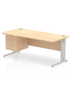 Dynamic Impulse 1800 x 800mm Straight Office Desk Maple Top Cable Managed 1 x 3 Drawer Fixed Pedestal MI002522