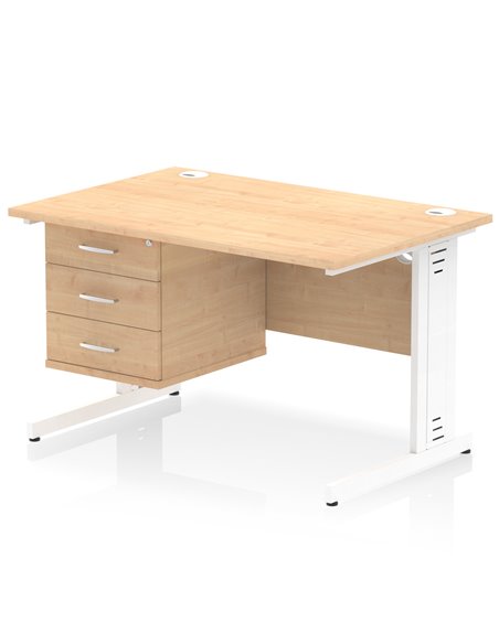 Dynamic Impulse 1200 x 800mm Straight Office Desk Maple Top Cable Managed 1 x 3 Drawer Fixed Pedestal MI002523 - pic 74623 | FastDaddyshop