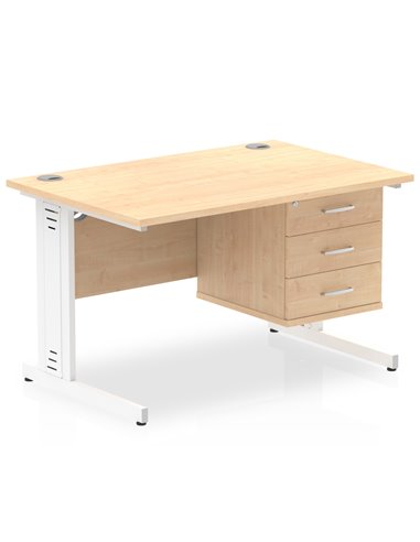 Dynamic Impulse 1200 x 800mm Straight Office Desk Maple Top Cable Managed 1 x 3 Drawer Fixed Pedestal MI002523