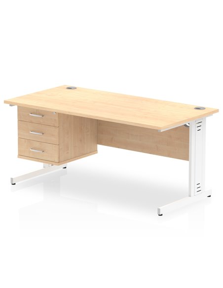 Dynamic Impulse 1600 x 800mm Straight Office Desk Maple Top Cable Managed 1 x 3 Drawer Fixed Pedestal MI002525 - pic 74627 | FastDaddyshop