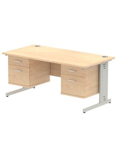 Dynamic Impulse 1600 x 800mm Straight Office Desk Maple Top Cable Managed 2 x 2 Drawer Fixed Pedestal MI002529