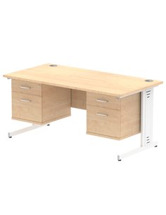 Dynamic Impulse 1600 x 800mm Straight Office Desk Maple Top Cable Managed 2 x 2 Drawer Fixed Pedestal MI002533