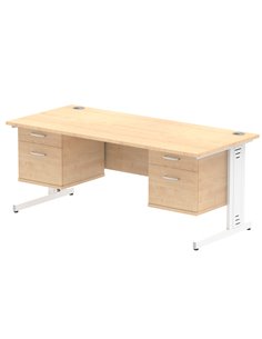 Dynamic Impulse 1800 x 800mm Straight Office Desk Maple Top Cable Managed 2 x 2 Drawer Fixed Pedestal MI002534