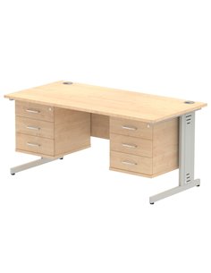 Dynamic Impulse 1600 x 800mm Straight Office Desk Maple Top Cable Managed 2 x 3 Drawer Fixed Pedestal MI002537