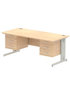 Dynamic Impulse 1800 x 800mm Straight Office Desk Maple Top Cable Managed 2 x 3 Drawer Fixed Pedestal MI002538
