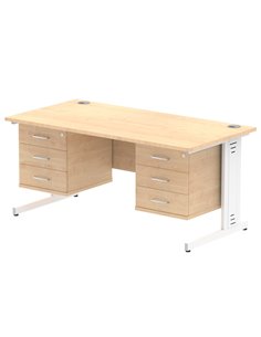 Dynamic Impulse 1600 x 800mm Straight Office Desk Maple Top Cable Managed 2 x 3 Drawer Fixed Pedestal MI002541