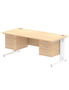 Dynamic Impulse 1800 x 800mm Straight Office Desk Maple Top Cable Managed 2 x 3 Drawer Fixed Pedestal MI002542