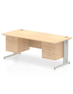 Dynamic Impulse 1600 x 800mm Straight Office Desk Maple Top Cable Managed 1 x 2 Drawer 1 x 3 Drawer Fixed Pedestal MI002545