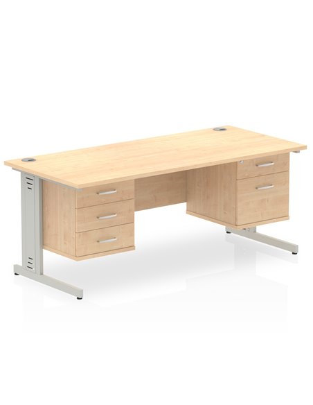 Dynamic Impulse 1800 x 800mm Straight Office Desk Maple Top Cable Managed 1 x 2 Drawer 1 x 3 Drawer Fixed Pedestal MI002546 - pic 74641 | FastDaddyshop