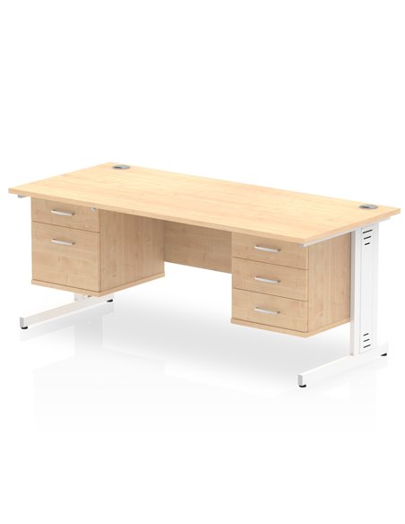 Dynamic Impulse 1600 x 800mm Straight Office Desk Maple Top Cable Managed 1 x 2 Drawer 1 x 3 Drawer Fixed Pedestal MI002549 - pic 74642 | FastDaddyshop