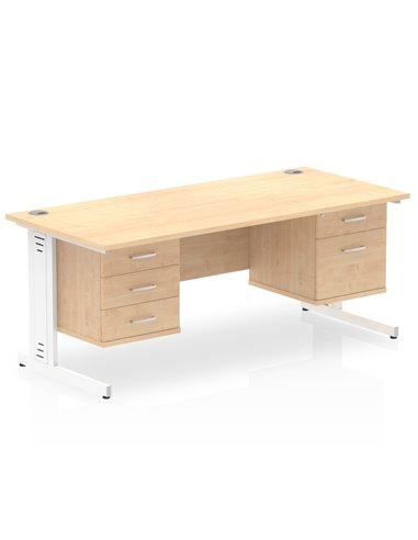 Dynamic Impulse 1600 x 800mm Straight Office Desk Maple Top Cable Managed 1 x 2 Drawer 1 x 3 Drawer Fixed Pedestal MI002549