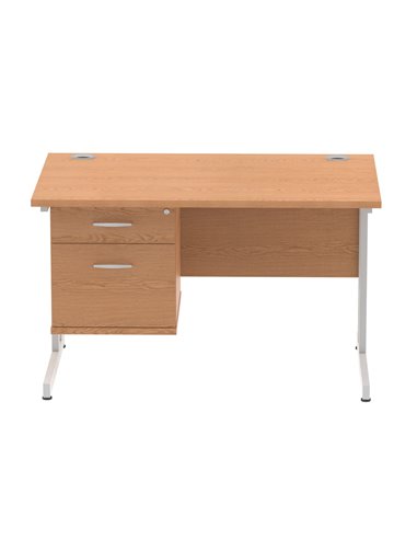 Dynamic Impulse 1200 x 800mm Straight Office Desk Oak Top Cantilever 1 x 2 Drawer Fixed Pedestal MI002657