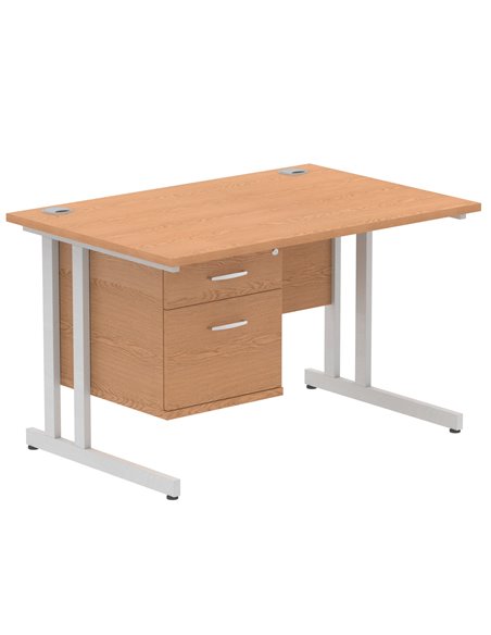 Dynamic Impulse 1200 x 800mm Straight Office Desk Oak Top Cantilever 1 x 2 Drawer Fixed Pedestal MI002657 - pic 74648 | FastDaddyshop