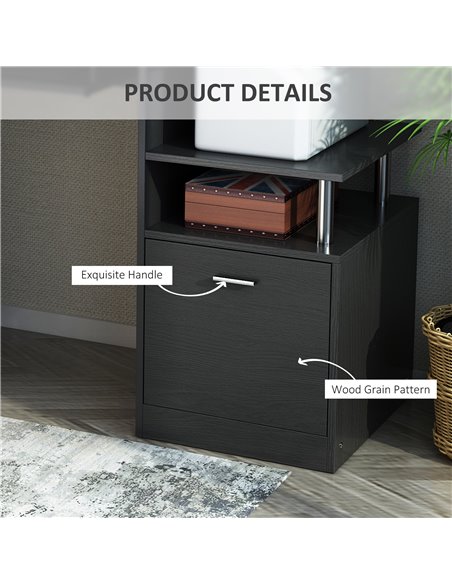 HOMCOM Computer Desk PC Workstation with Drawer Shelves CPU Storage Rack Home Office Furniture (BLACK) - pic 7465 | FastDaddyshop