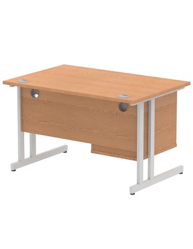 Dynamic Impulse 1200 x 800mm Straight Office Desk Oak Top Cantilever 1 x 2 Drawer Fixed Pedestal MI002657