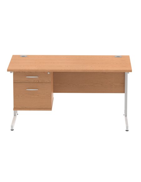 Dynamic Impulse 1400 x 800mm Straight Office Desk Oak Top Cantilever 1 x 2 Drawer Fixed Pedestal MI002658 - pic 74655 | FastDaddyshop