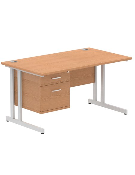 Dynamic Impulse 1400 x 800mm Straight Office Desk Oak Top Cantilever 1 x 2 Drawer Fixed Pedestal MI002658 - pic 74656 | FastDaddyshop