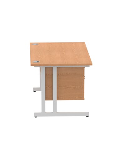 Dynamic Impulse 1400 x 800mm Straight Office Desk Oak Top Cantilever 1 x 2 Drawer Fixed Pedestal MI002658