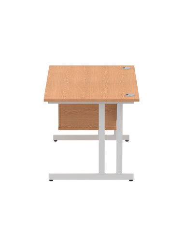 Dynamic Impulse 1400 x 800mm Straight Office Desk Oak Top Cantilever 1 x 2 Drawer Fixed Pedestal MI002658