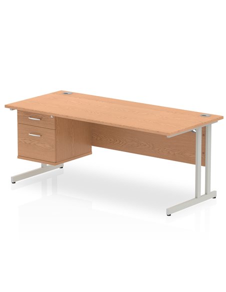 Dynamic Impulse 1800 x 800mm Straight Office Desk Oak Top Cantilever 1 x 2 Drawer Fixed Pedestal MI002660 - pic 74664 | FastDaddyshop