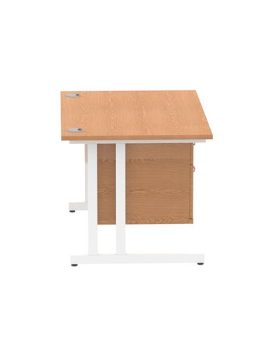 Dynamic Impulse 1200 x 800mm Straight Office Desk Oak Top Cantilever 1 x 2 Drawer Fixed Pedestal MI002661