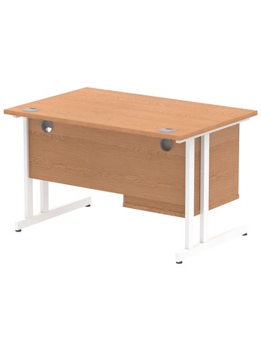 Dynamic Impulse 1200 x 800mm Straight Office Desk Oak Top Cantilever 1 x 2 Drawer Fixed Pedestal MI002661