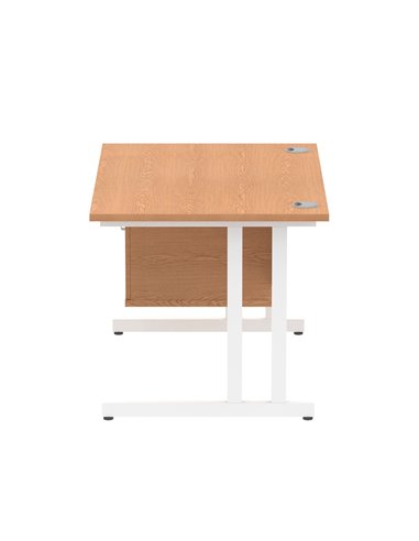 Dynamic Impulse 1200 x 800mm Straight Office Desk Oak Top Cantilever 1 x 2 Drawer Fixed Pedestal MI002661