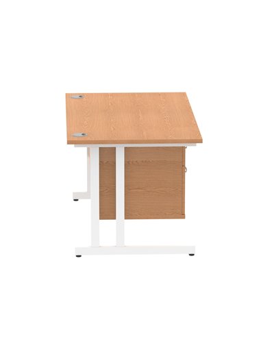 Dynamic Impulse 1400 x 800mm Straight Office Desk Oak Top Cantilever 1 x 2 Drawer Fixed Pedestal MI002662