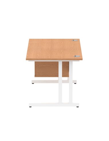 Dynamic Impulse 1400 x 800mm Straight Office Desk Oak Top Cantilever 1 x 2 Drawer Fixed Pedestal MI002662