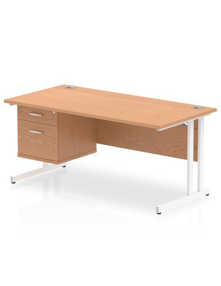 Dynamic Impulse 1600 x 800mm Straight Office Desk Oak Top Cantilever 1 x 2 Drawer Fixed Pedestal MI002663 - pic 74682 | FastDaddyshop