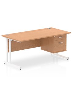 Dynamic Impulse 1600 x 800mm Straight Office Desk Oak Top Cantilever 1 x 2 Drawer Fixed Pedestal MI002663 2
