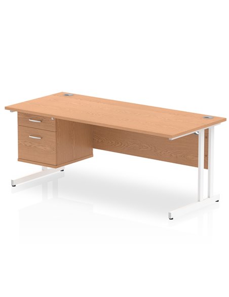 Dynamic Impulse 1800 x 800mm Straight Office Desk Oak Top Cantilever 1 x 2 Drawer Fixed Pedestal MI002664 - pic 74684 | FastDaddyshop