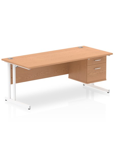 Dynamic Impulse 1800 x 800mm Straight Office Desk Oak Top Cantilever 1 x 2 Drawer Fixed Pedestal MI002664 - pic 74685 | FastDaddyshop