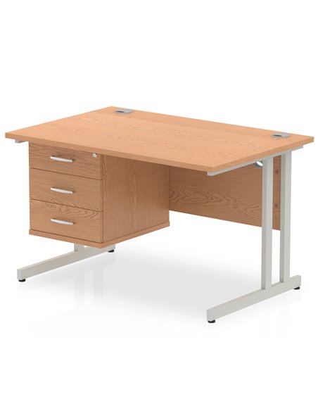 Dynamic Impulse 1200 x 800mm Straight Office Desk Oak Top Cantilever 1 x 3 Drawer Fixed Pedestal MI002665 - pic 74686 | FastDaddyshop