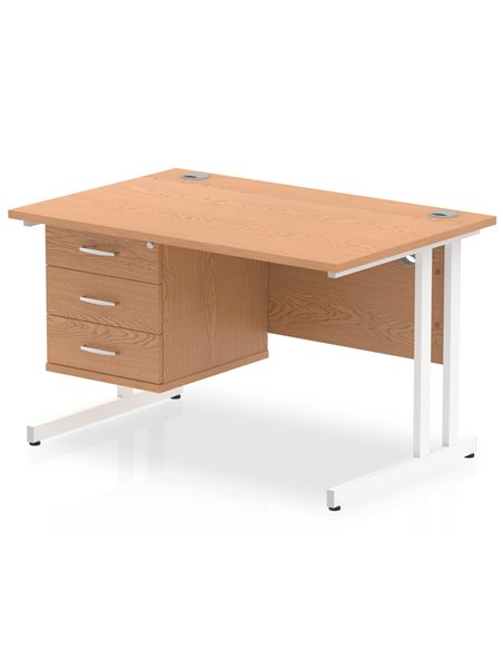 Dynamic Impulse 1200 x 800mm Straight Office Desk Oak Top Cantilever 1 x 3 Drawer Fixed Pedestal MI002669 - pic 74694 | FastDaddyshop